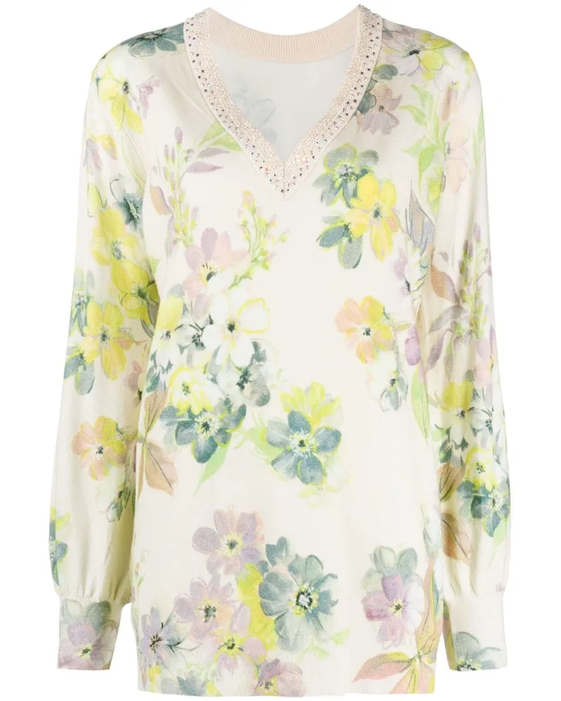 Twin-Set Pullover mit Blumen-Print - Nude Nude
