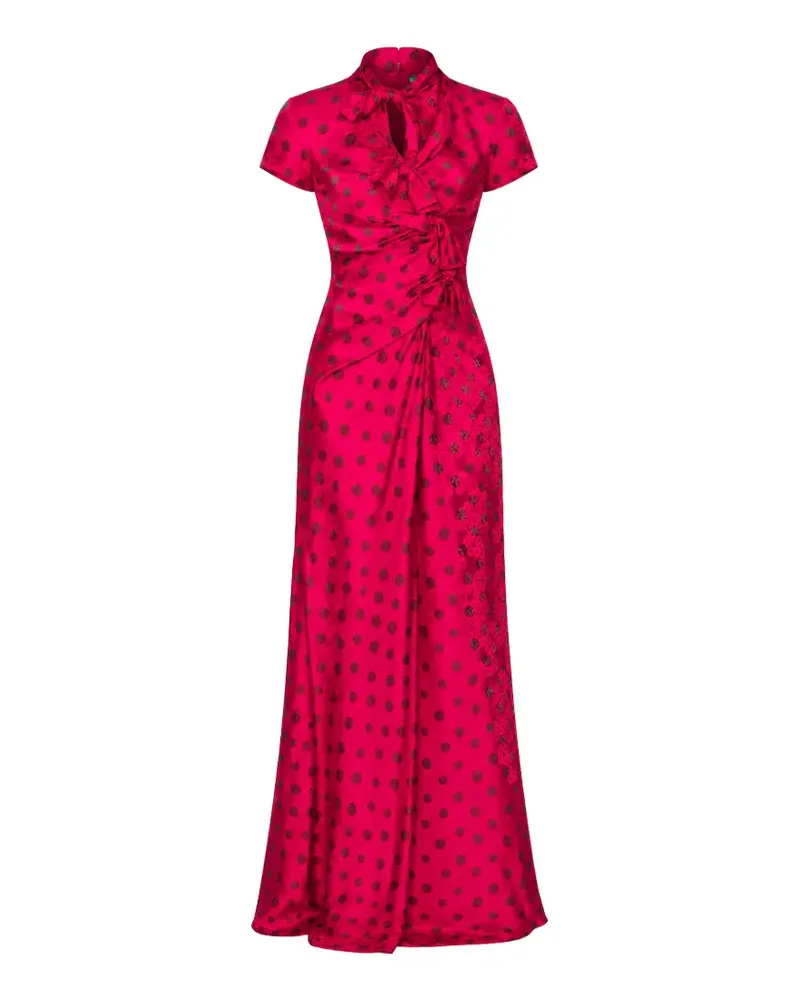 Saloni Kelly Jacquard-Maxikleid mit Polka Dots - Rot Rot