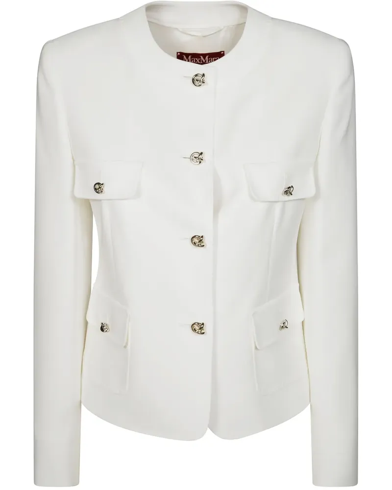 Max Mara Kragenlose Jacke - Weiß Weiß