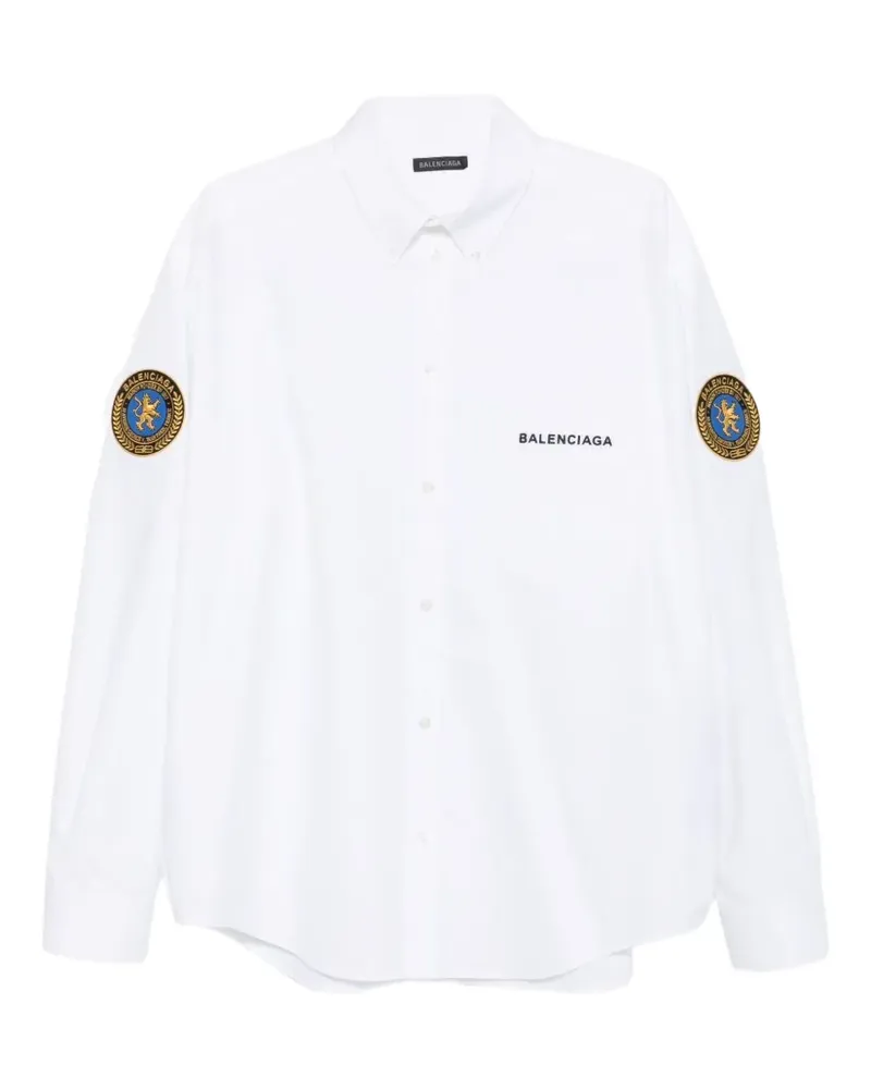 Balenciaga Hemd mit Logo-Patch - Weiß Weiß