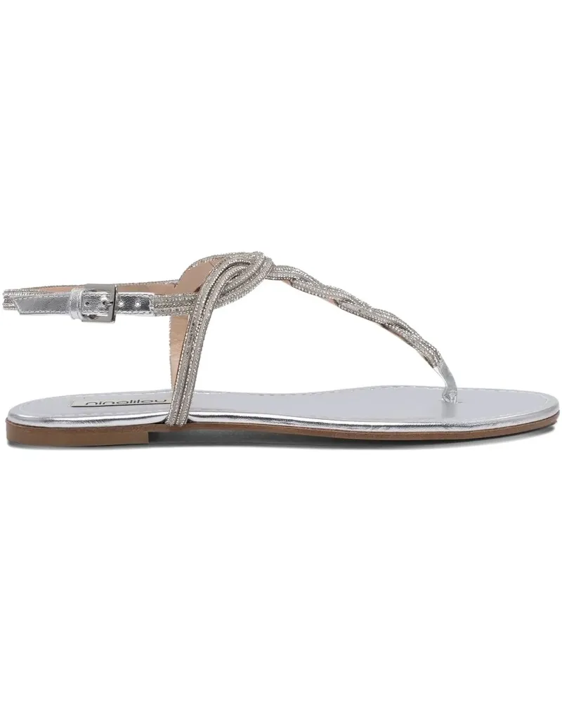 NINALILOU Geflochtene Sandalen - Silber Silber