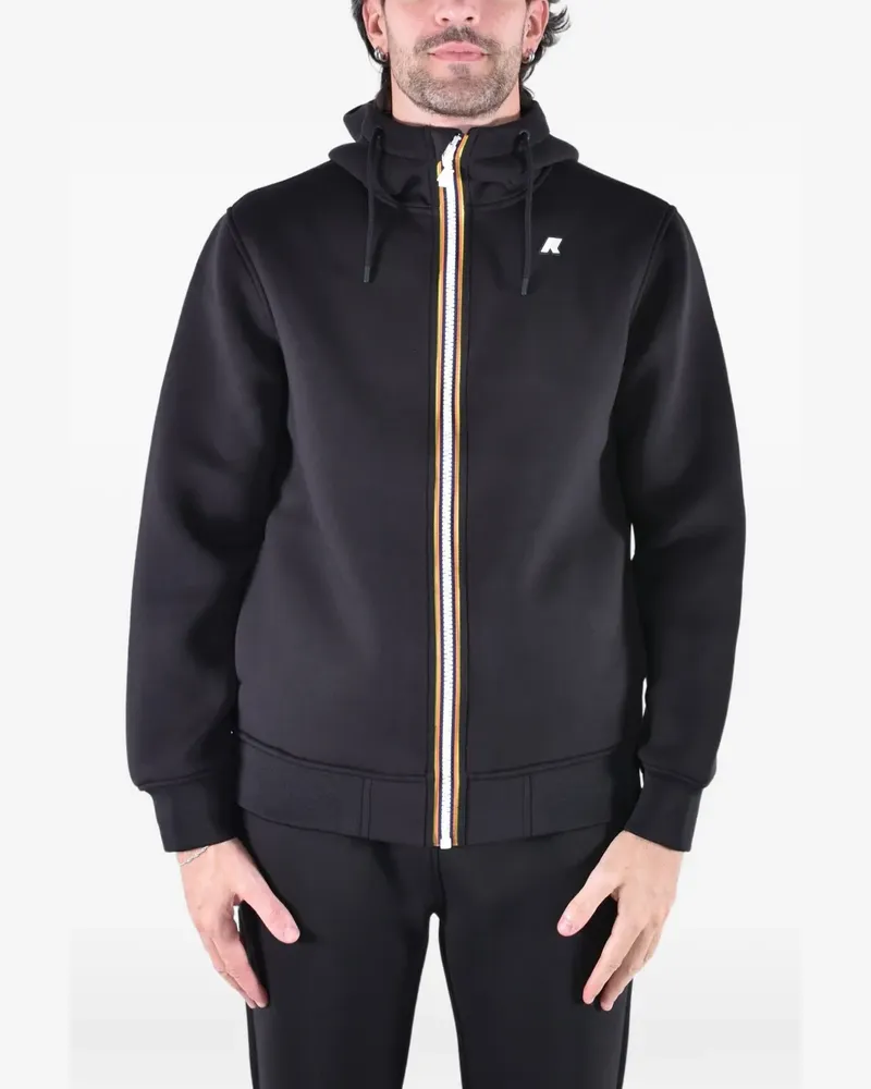 K-Way Rainer Spacer logo-print zip-up hooded jacket - Schwarz Schwarz