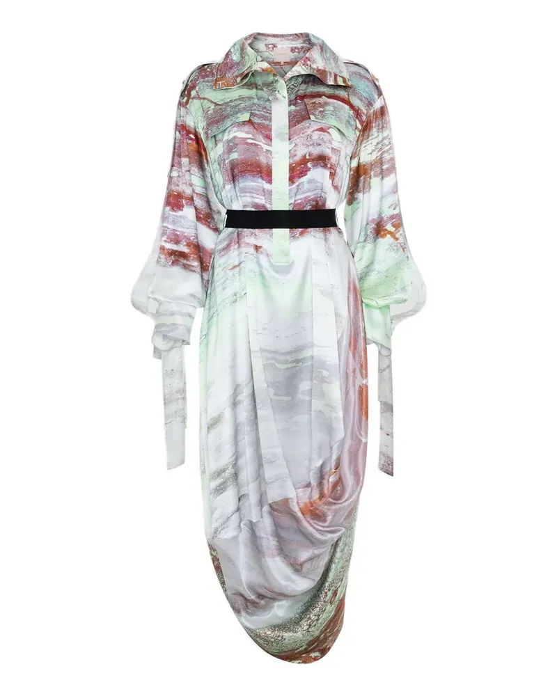 Roksanda Ilincic Drapiertes Catalina Maxikleid mit abstraktem Print - Nude Nude
