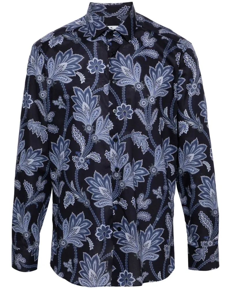 Etro Popeline-Hemd mit Blumen-Print - Blau Blau