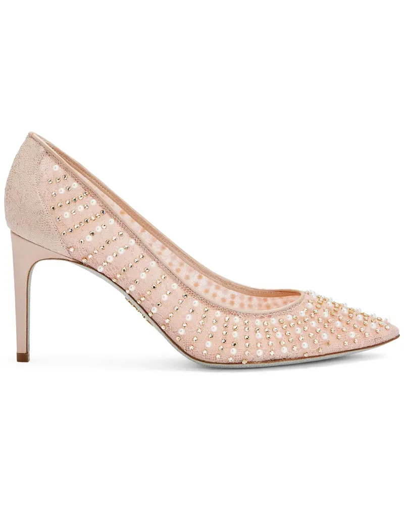 René Caovilla Pumps mit Spitze 80mm - Nude Nude