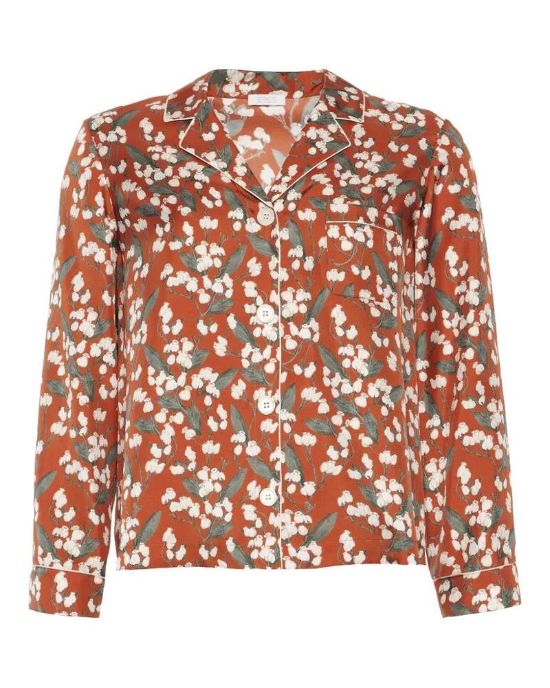 Eres Lisière Pyjama-Hemd mit Blumenprint - Orange Orange