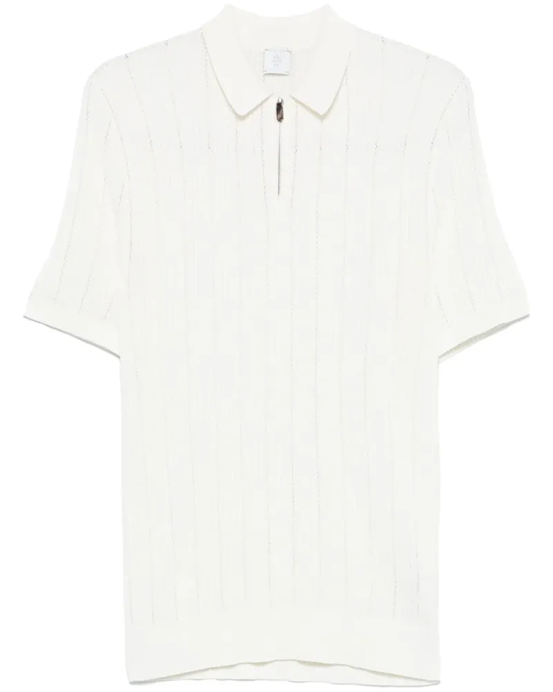 Eleventy Poloshirt mit Lochstrickmuster - Weiß Weiß