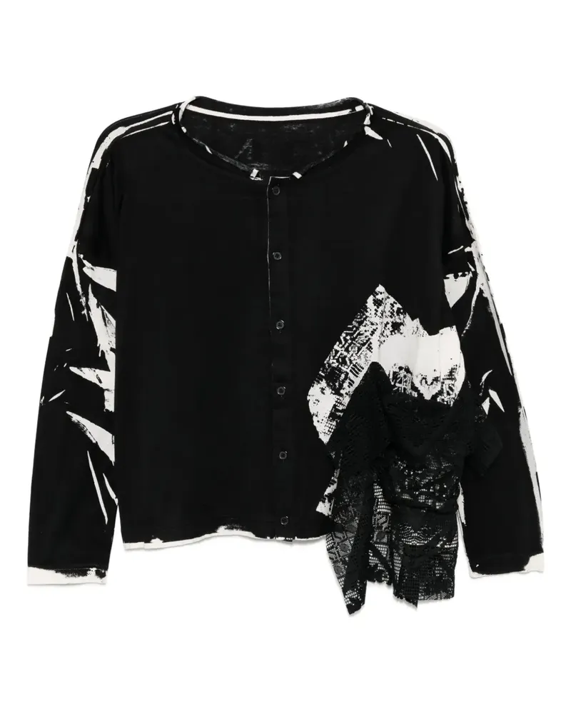 Yohji Yamamoto Oberteil mit Print - Schwarz Schwarz