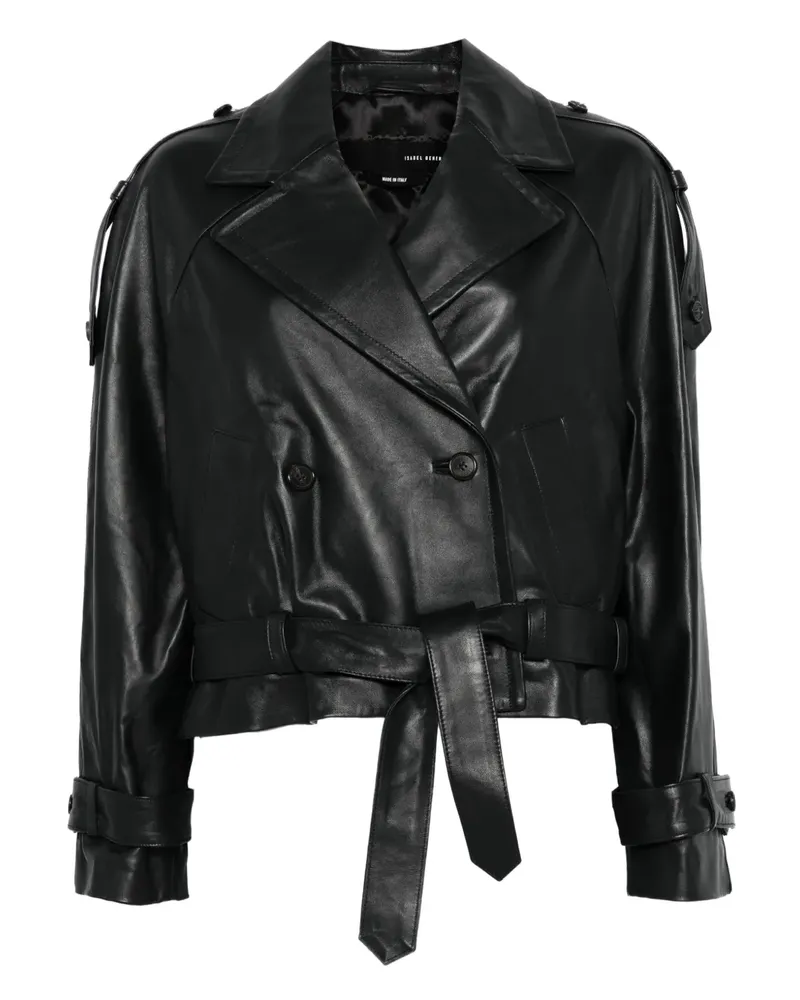 Isabel Benenato belted double-breasted leather jacket - Schwarz Schwarz