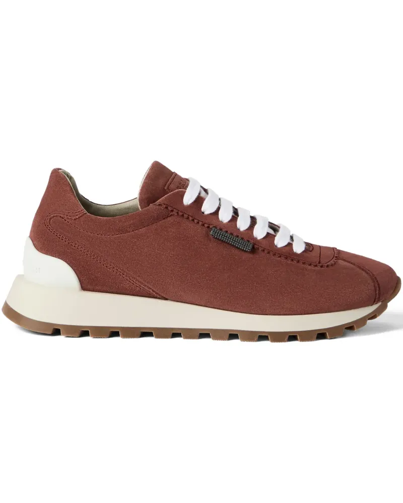 Brunello Cucinelli lace-up suede sneakers - Rot Rot