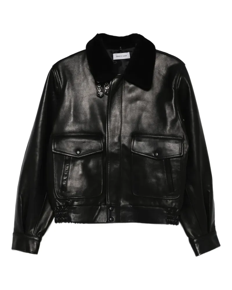 Ernest W. Baker Lederjacke mit Klappentasche - Schwarz Schwarz