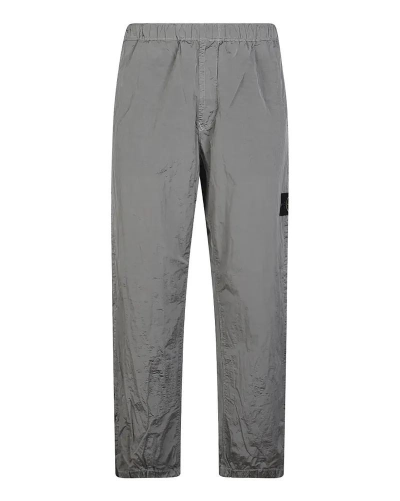 Stone Island logo-patch crinkled trousers - Grau Grau