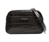 Jet Set Schultertasche mit Kroko-Effekt - Braun
