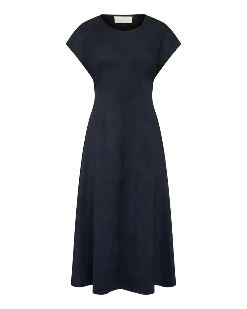 Juvia Ausgestelltes Midikleid aus Velours - Blau Blau