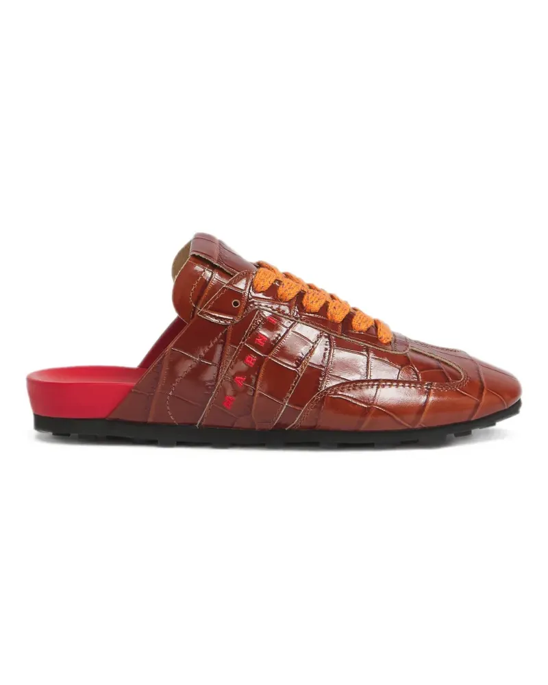 Marni crown croc-effect leather Softy Soccer slip-on sneakers - Braun Braun