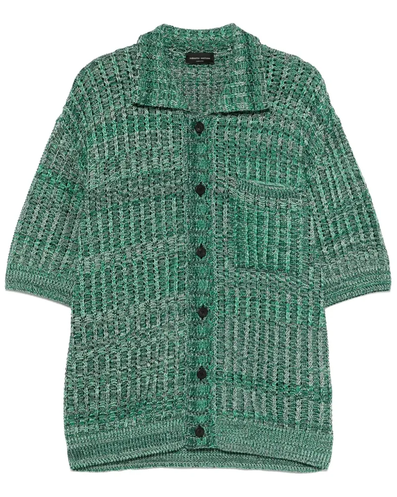 Roberto Collina Hemd mit Lochstrickmuster - Grün Grün