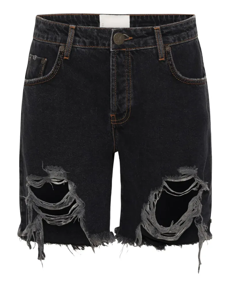 One Teaspoon Steviesd ripped shorts - Schwarz Schwarz