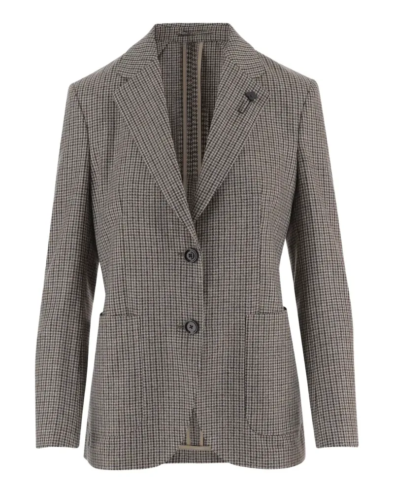 LARDINI houndstooth-pattern blazer - Braun Braun