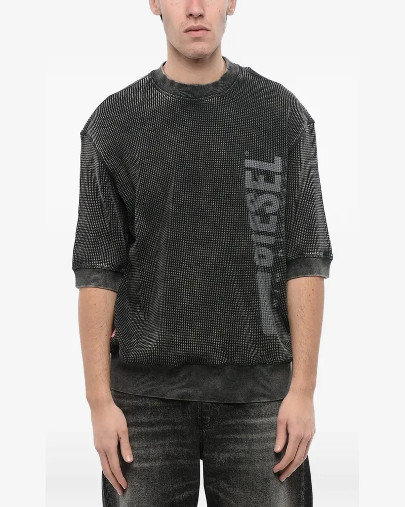 Diesel logo-print waffle-knit sweatshirt - Grau Grau
