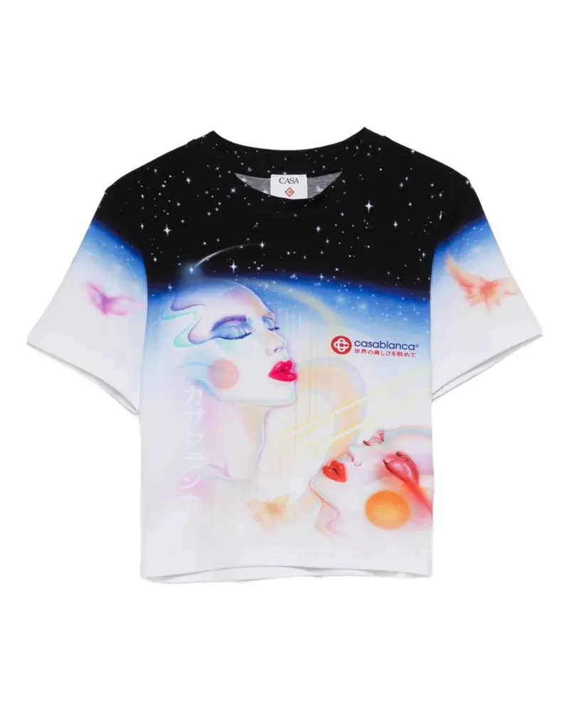 Casablanca Paris T-Shirt mit kosmischem Print - Weiß Weiß