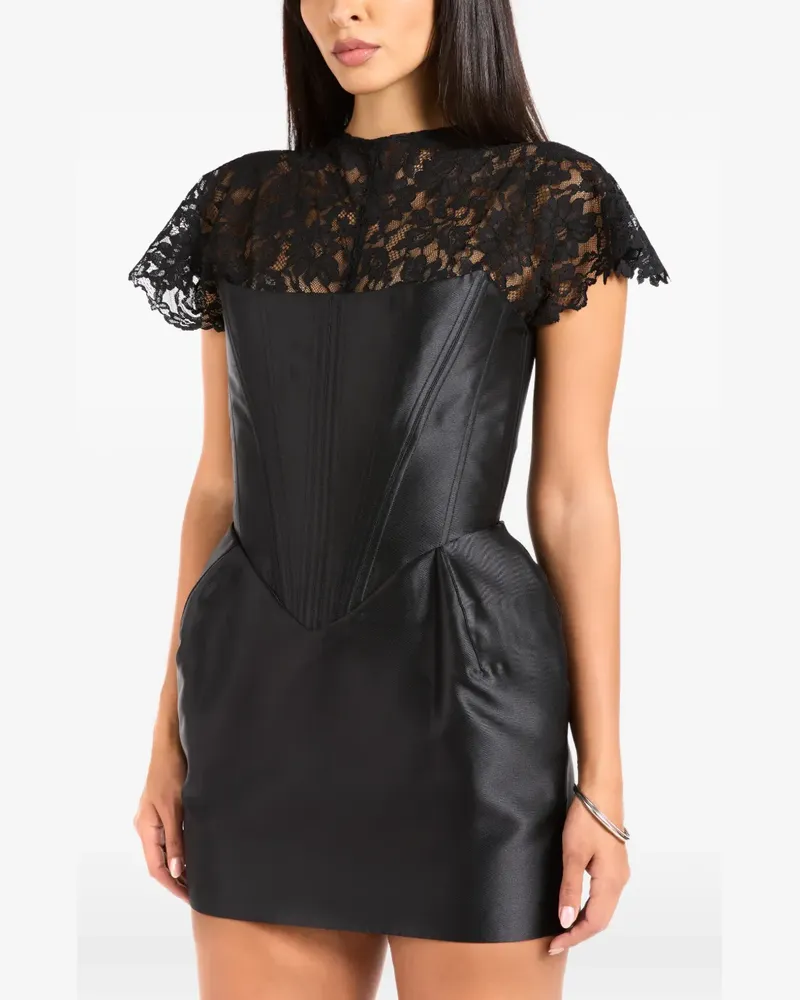 De La Vali Catalina lace-panelled corset-style mini dress - Schwarz Schwarz