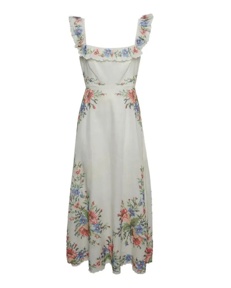 Zimmermann Maxikleid mit eckigem Ausschnitt - Weiß Weiß