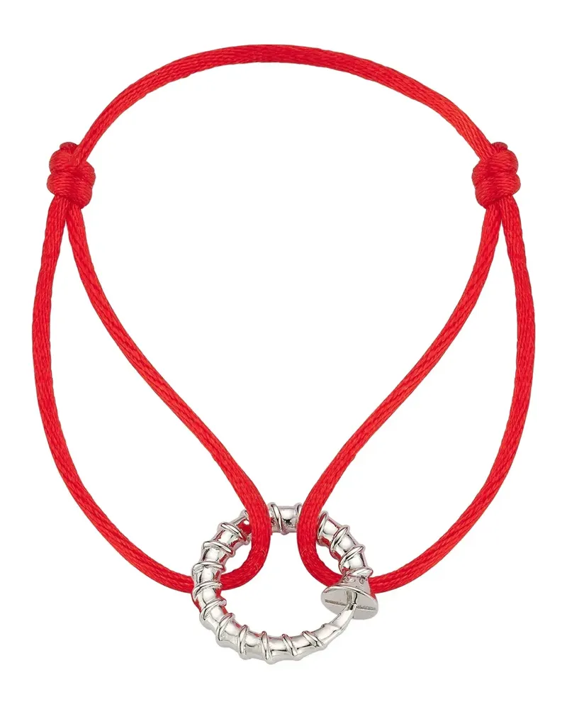 MATEO Screw Red Kordelarmband - Silber Silber