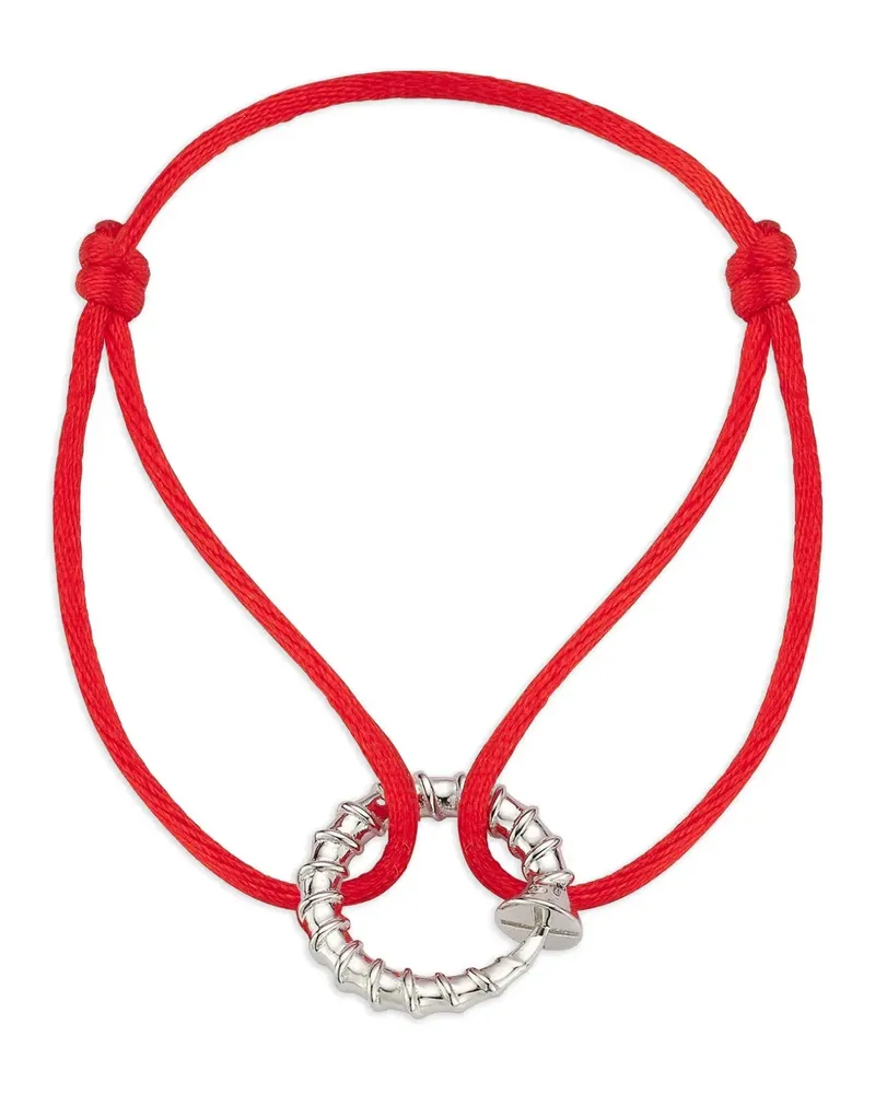 MATEO Screw Red Kordelarmband - Silber Silber