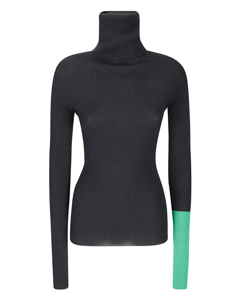 Yohji Yamamoto Pullover in Colour-Block-Optik - Schwarz Schwarz