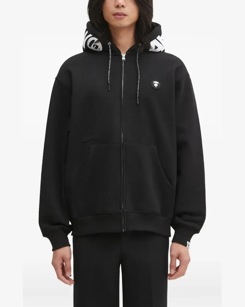 BAPE Kapuzenjacke mit Logo-Patch - Schwarz Schwarz