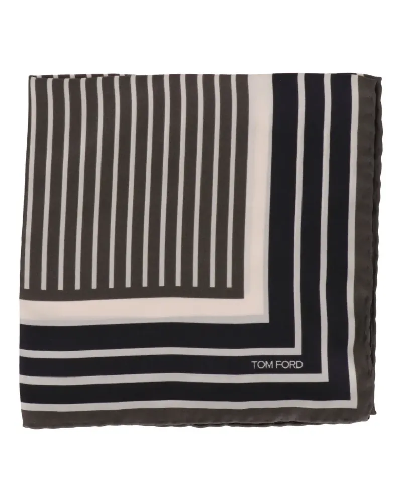 Tom Ford stripped logo-print pocket square - Schwarz Schwarz