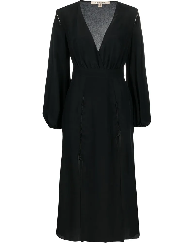 Roberto Cavalli Seidenkleid mit Schlitz - Schwarz Schwarz