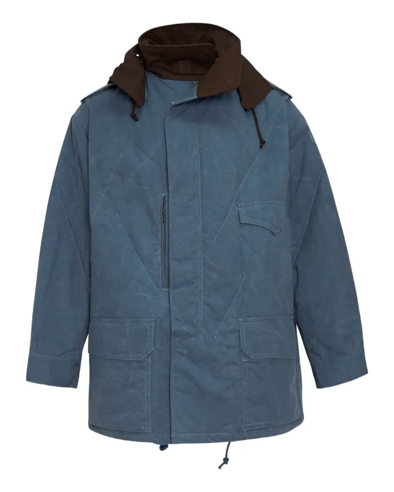 Yohji Yamamoto hooded ripstop coat - Blau Blau