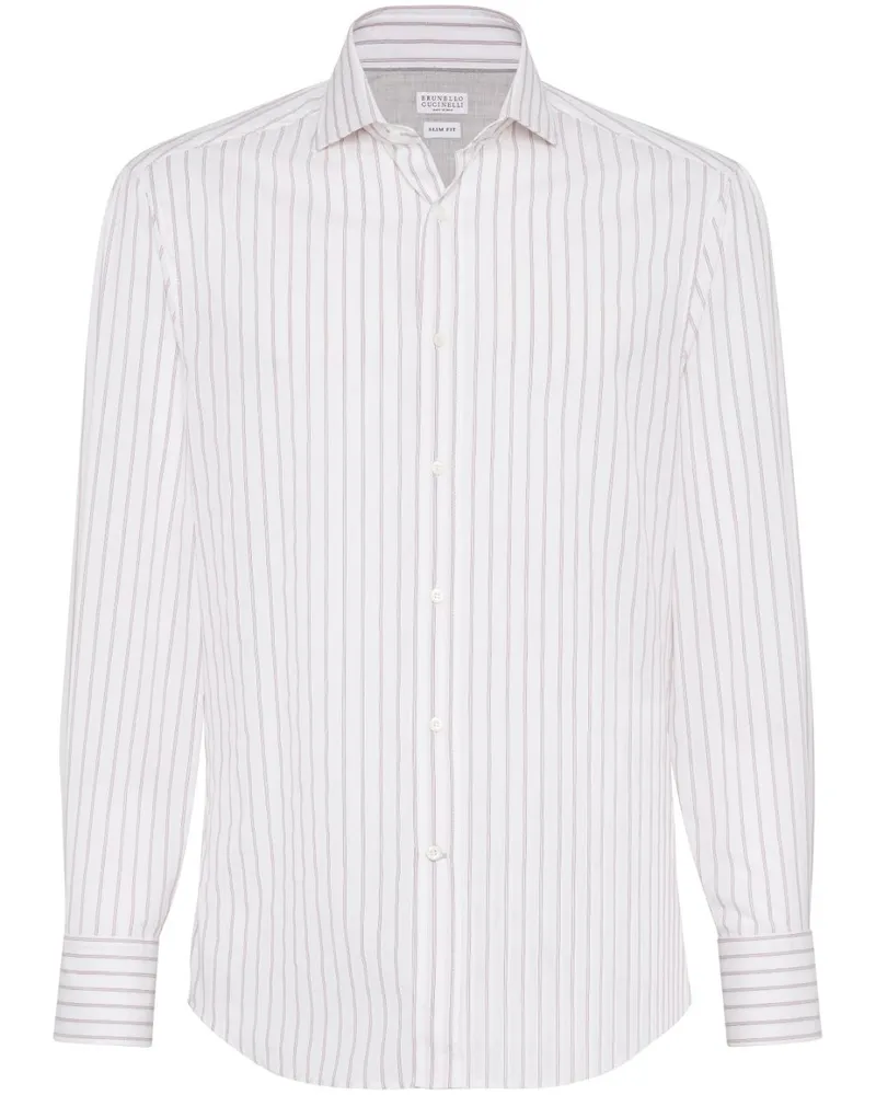 Brunello Cucinelli Gestreiftes Hemd - Weiß Weiß