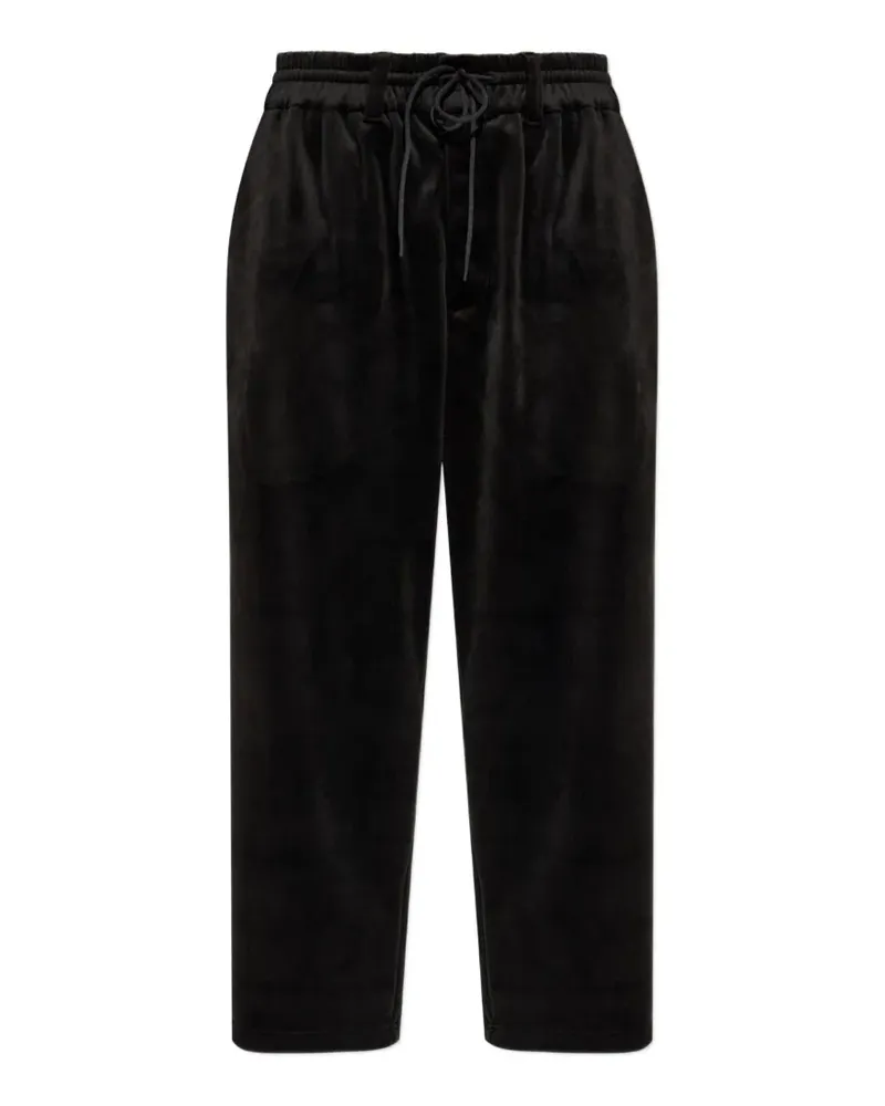 Y-3 velvet drawstring-waist trousers - Schwarz Schwarz