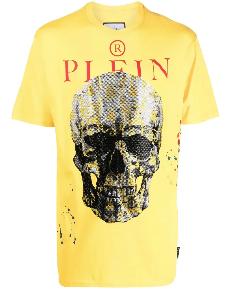 Philipp Plein T-Shirt mit Totenkopf-Print - Gelb Gelb