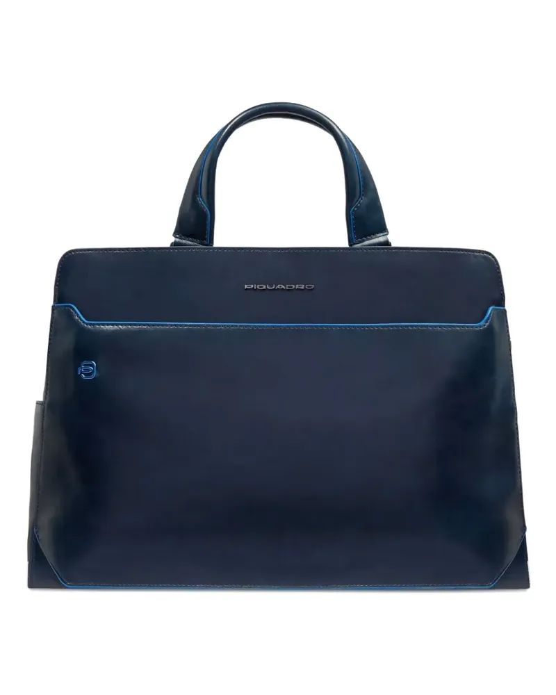 Piquadro Laptoptasche mit Lederhenkel - Blau Blau