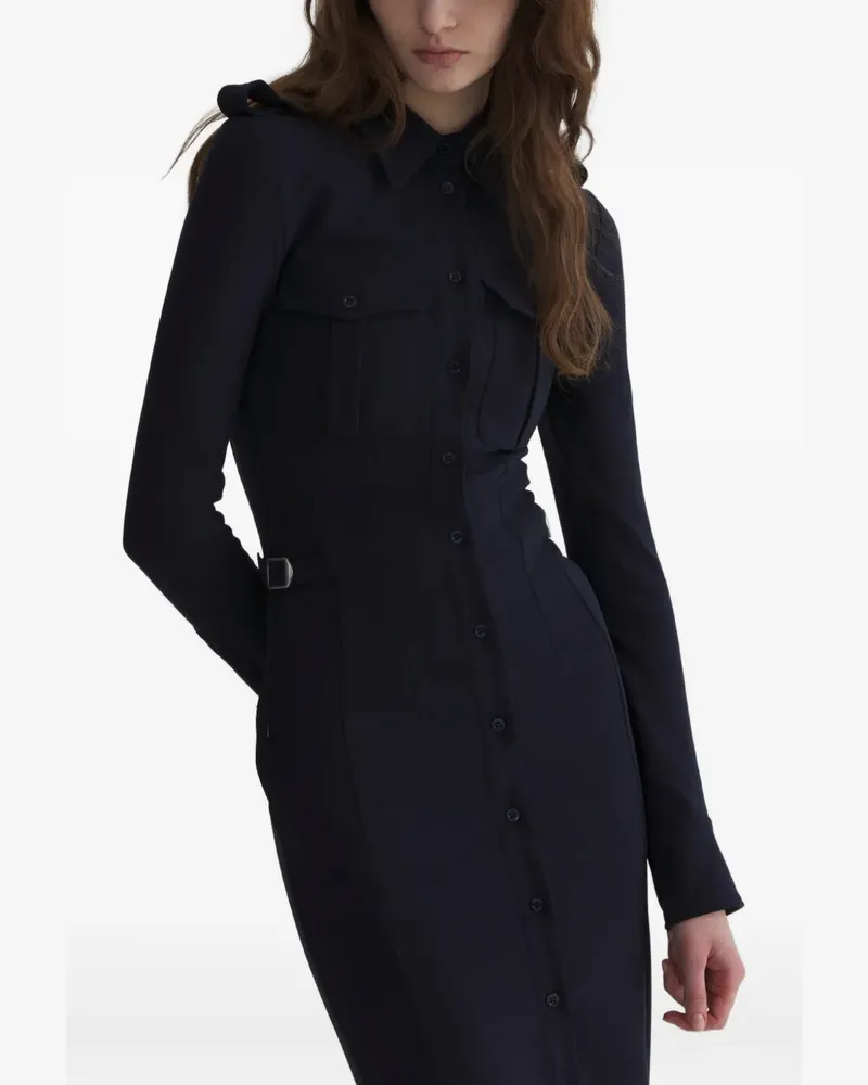 Thierry Mugler ink military shirt dress - Blau Blau