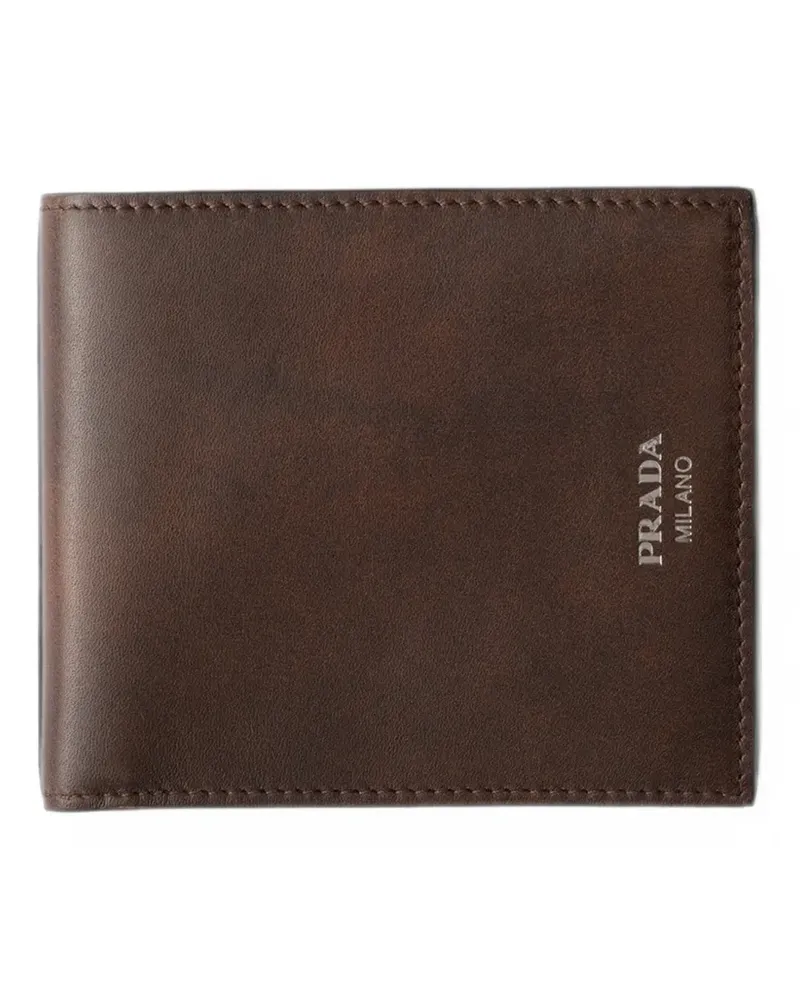 Prada antiqued leather wallet - Braun Braun