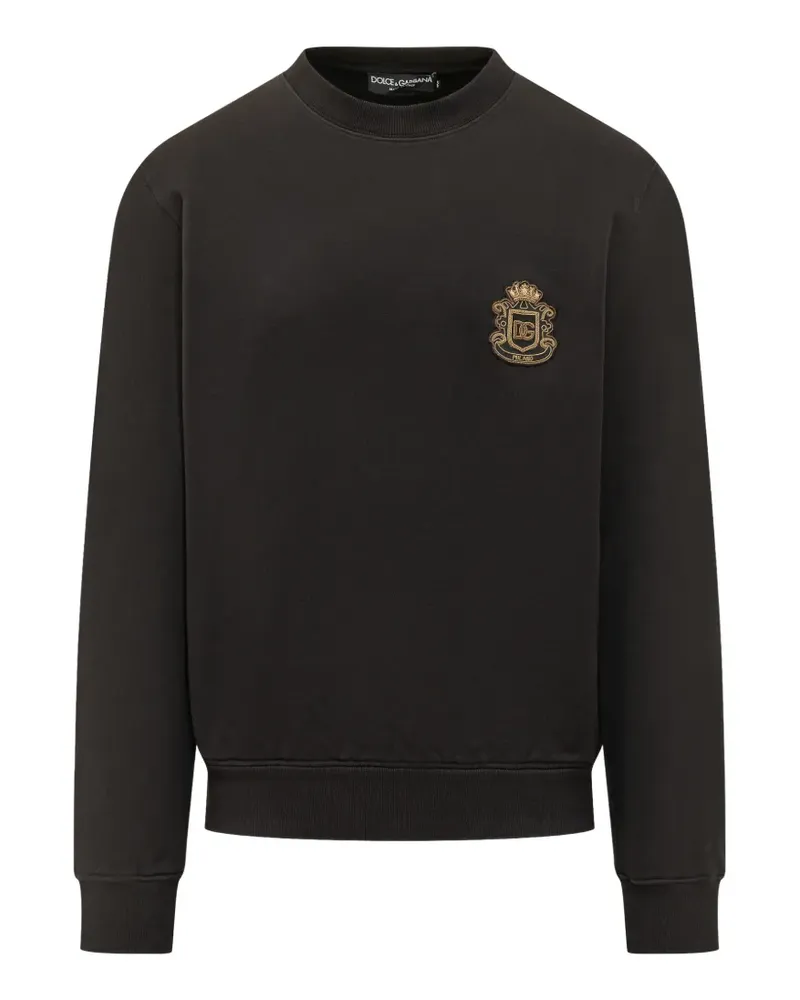 Dolce & Gabbana logo-applique round-neck sweatshirt - Schwarz Schwarz