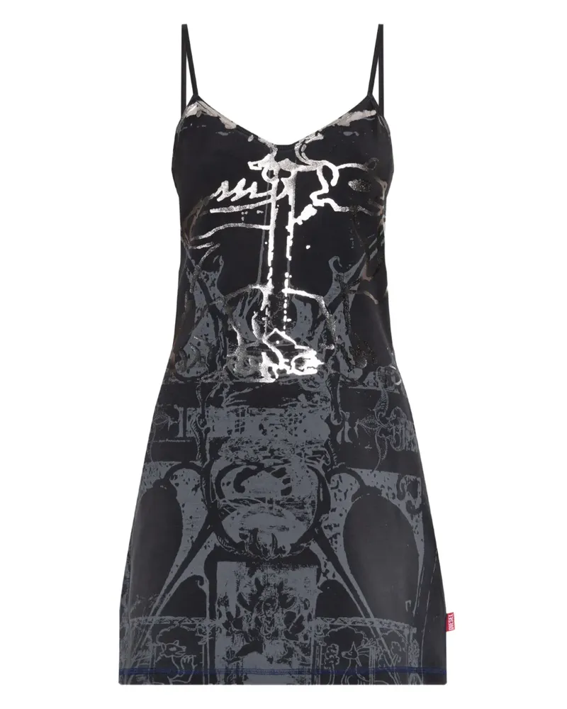 Diesel D-Longy Kleid mit Metallic-Print - Schwarz Schwarz