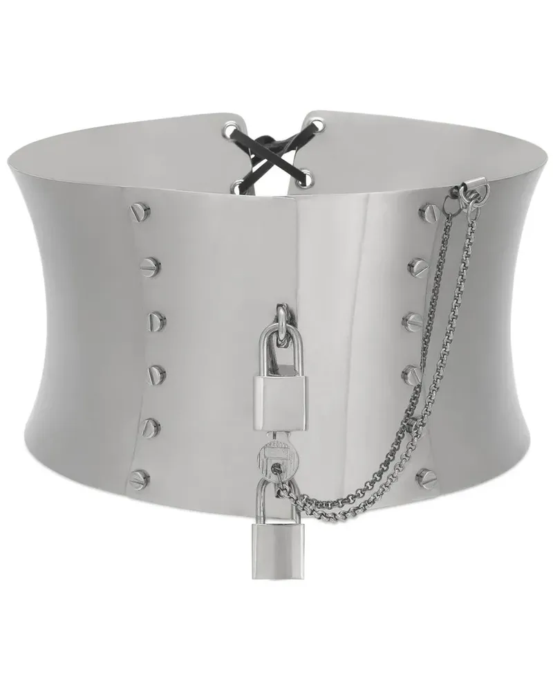 Dolce & Gabbana Corset Gürtel mit Schlossdetail - Silber Silber