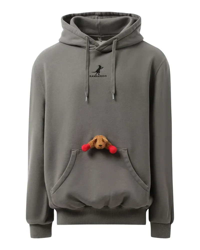 Doublet x Marais embroidered kangaroo-plush hoodie - Grau Grau