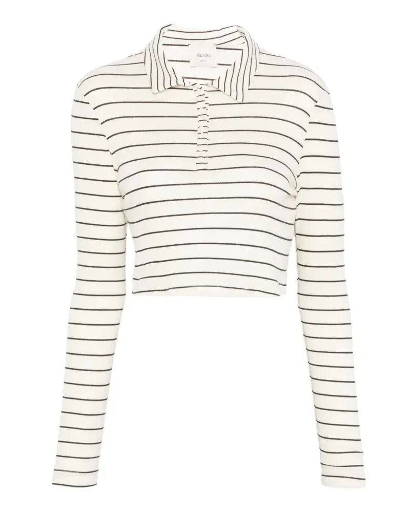ALYSI Gestreiftes Poloshirt - Weiß Weiß