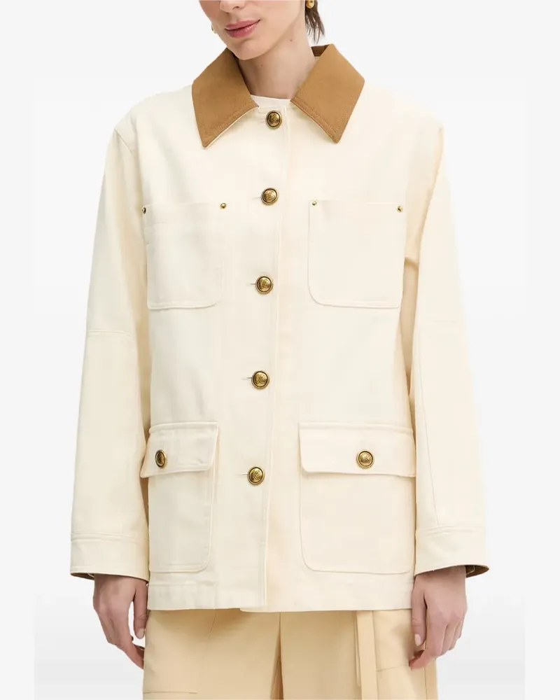 Luisa Spagnoli Validita contrast-collar patch-pocket jacket - Nude Nude
