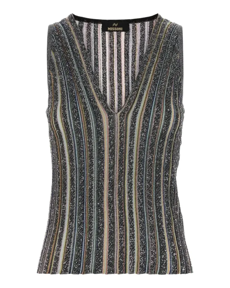 Missoni ribbed top with sequins and V-neck - Schwarz Schwarz