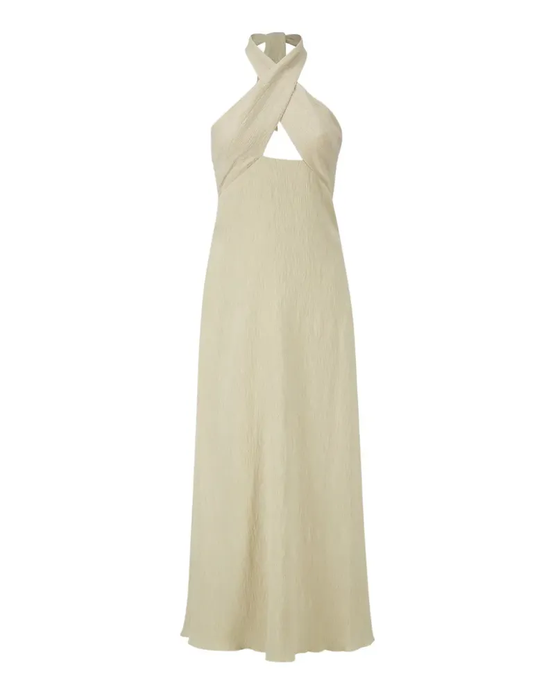 Johanna Ortiz Light Heart halterneck crinkled-finish midi dress - Nude Nude