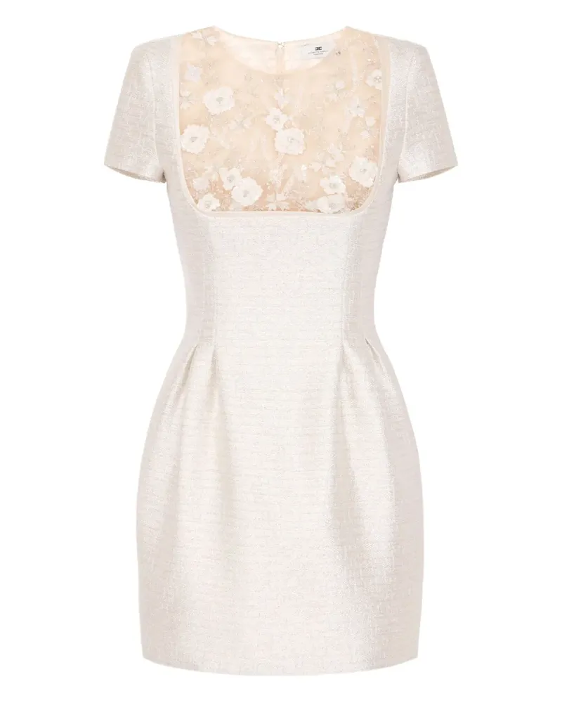 Elisabetta Franchi Minikleid mit Blumenperlen - Grau Grau