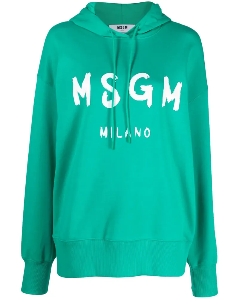 MSGM Hoodie mit Logo-Print - Grün Grün