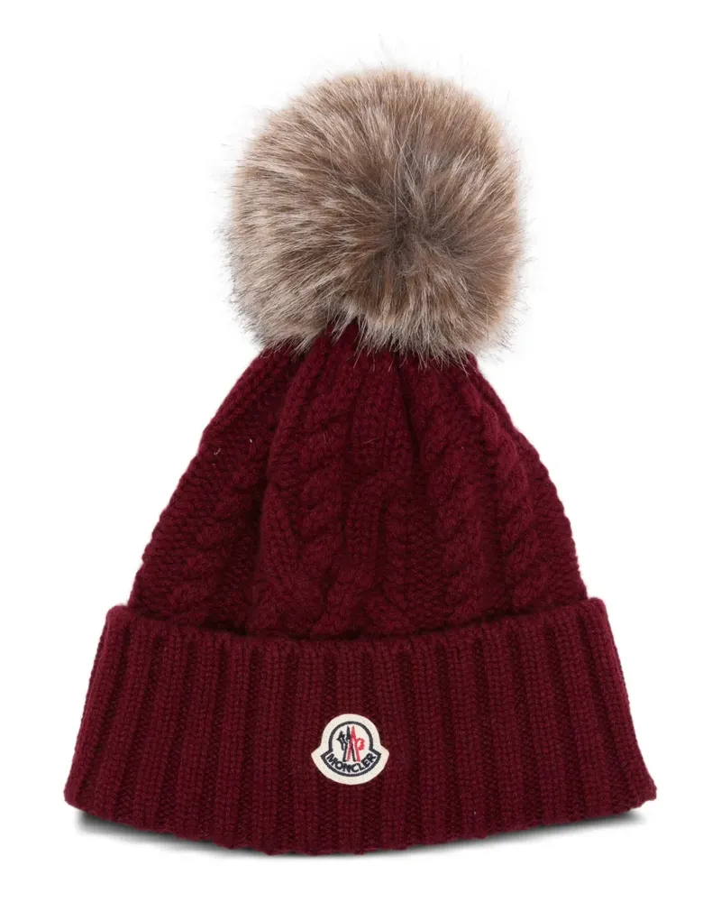 Moncler Beanie mit Zopfstrickmuster - Rot Rot